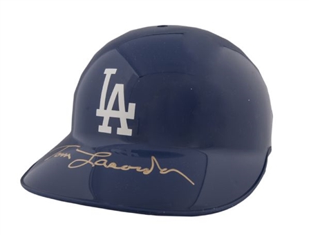 Lot of Ten Tommy Lasorda Signed Los Angeles Dodgers Batting Helmets
